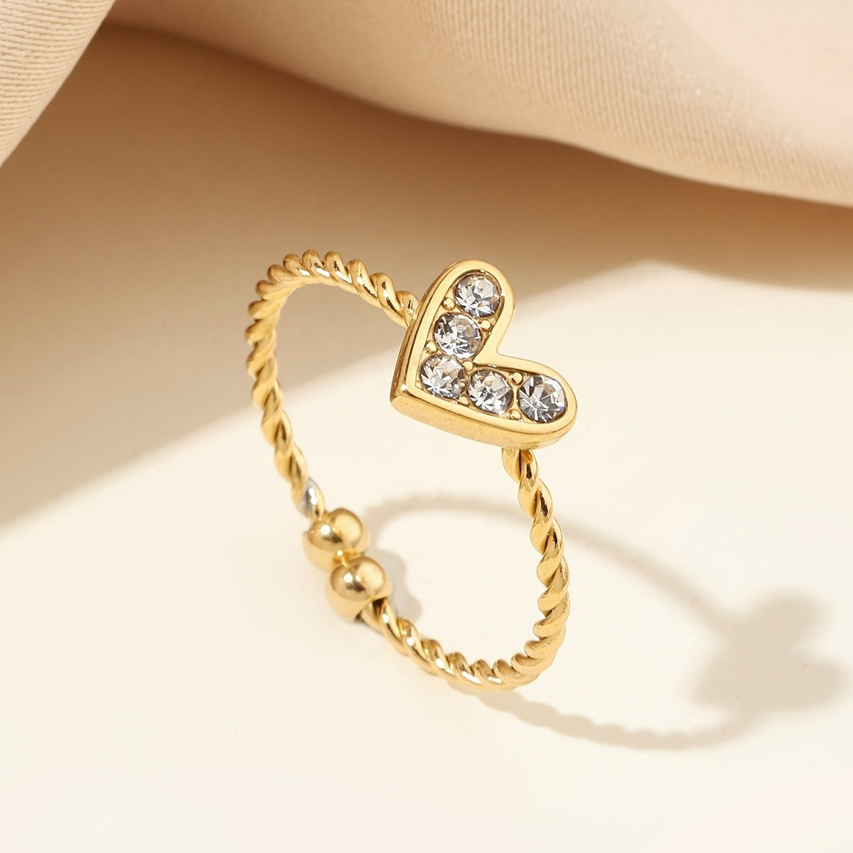 Crystal Heart Twist Ring