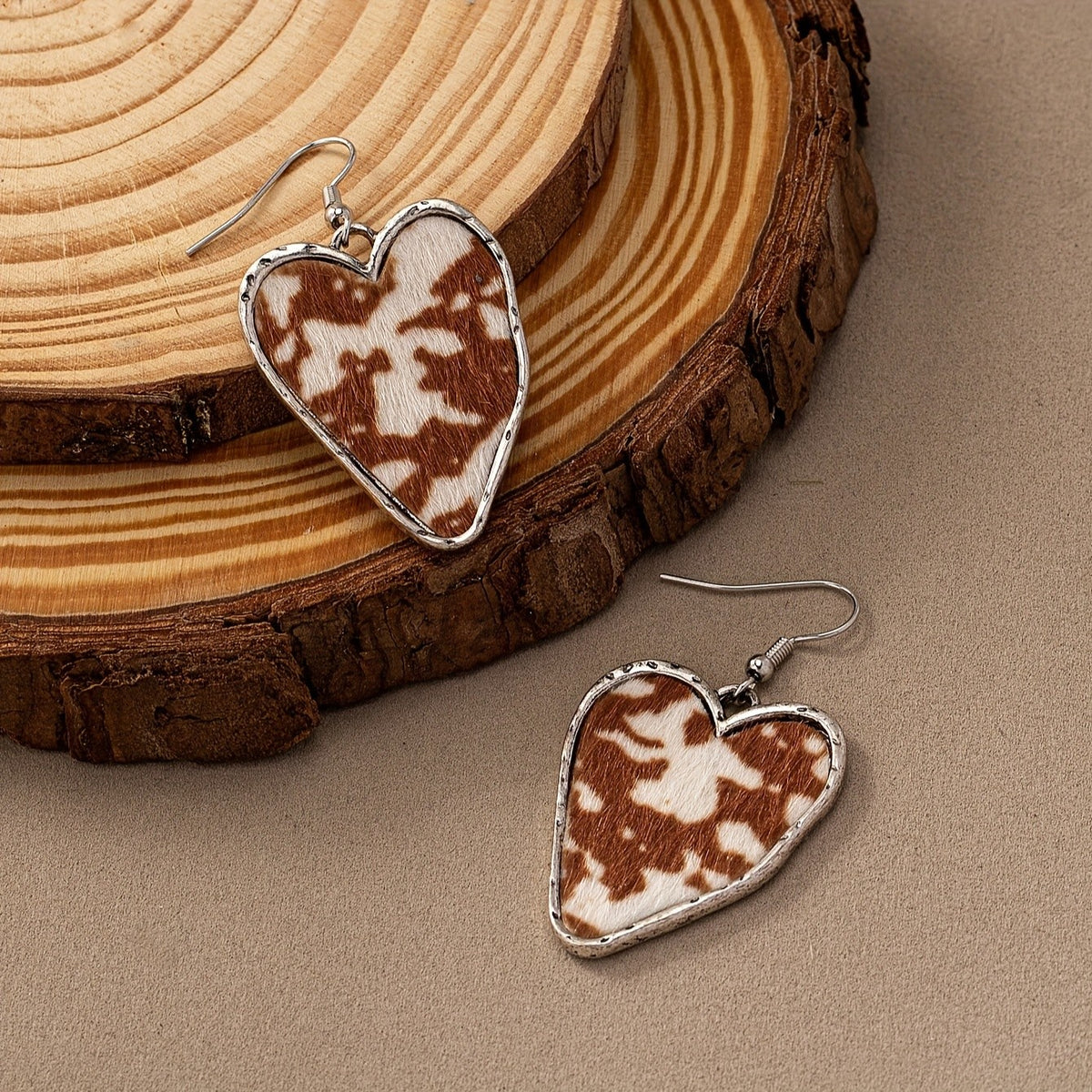 Patterned Enamel Heart Drop Earrings