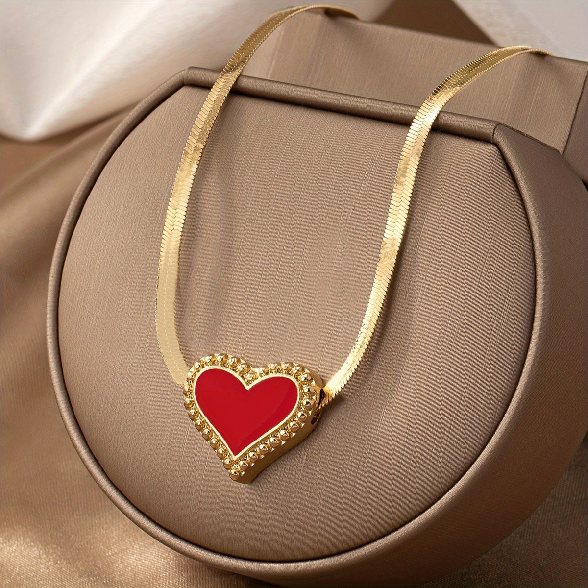 Enamel Crystal Heart Necklace