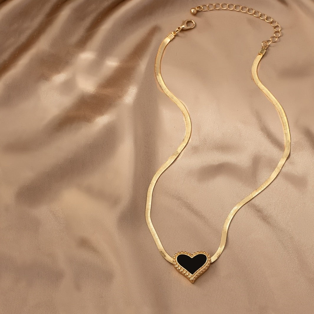 Enamel Crystal Heart Necklace