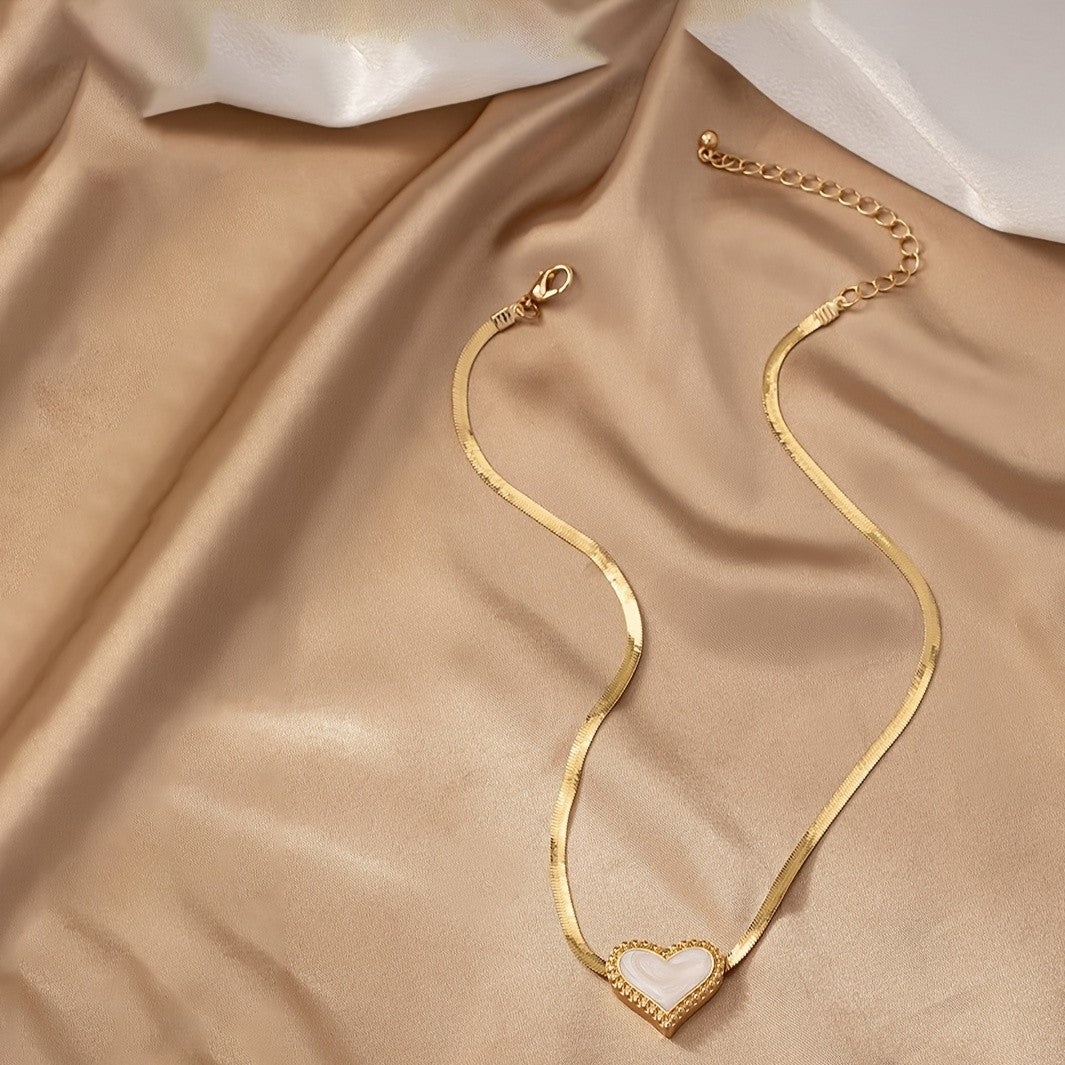 Enamel Crystal Heart Necklace