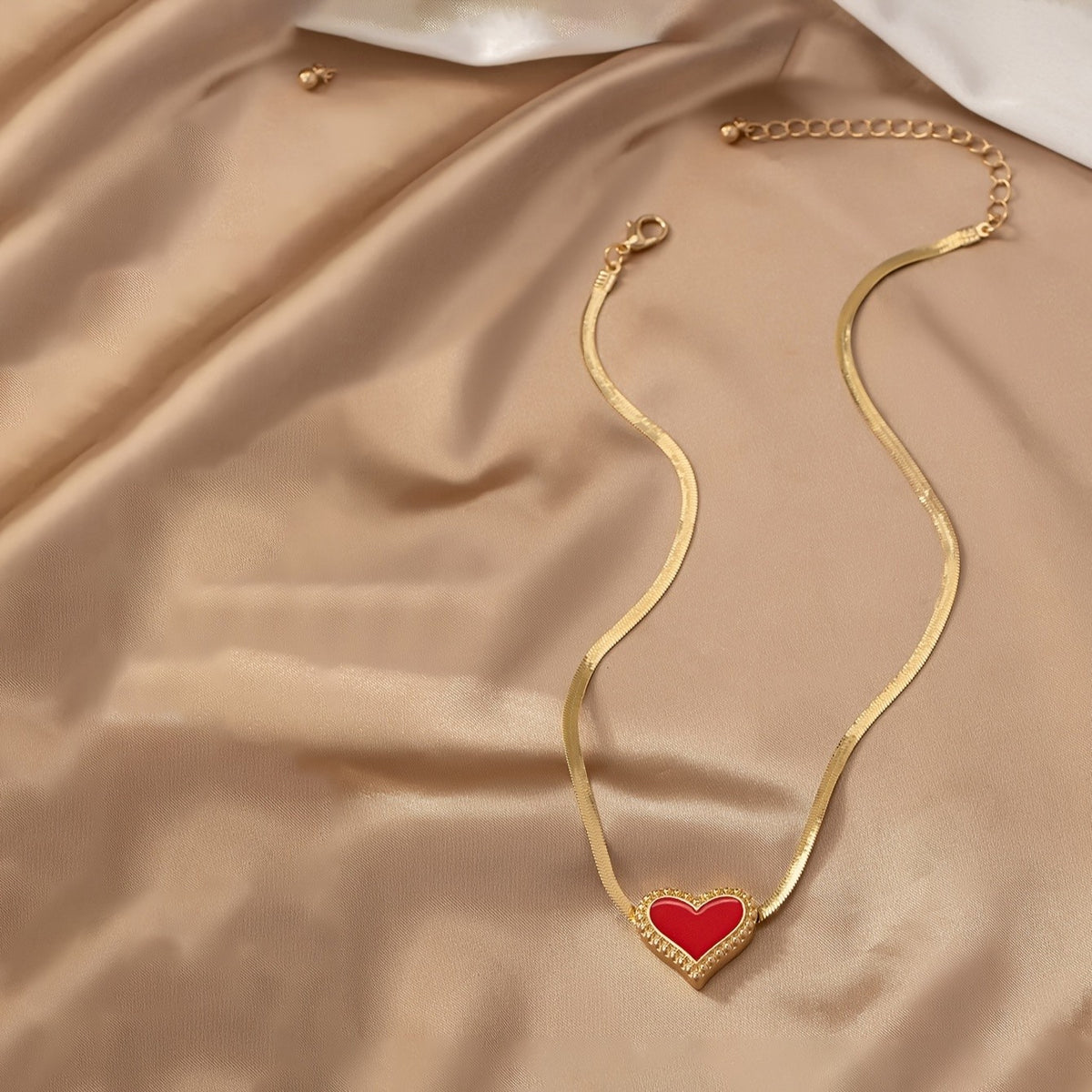 Enamel Crystal Heart Necklace