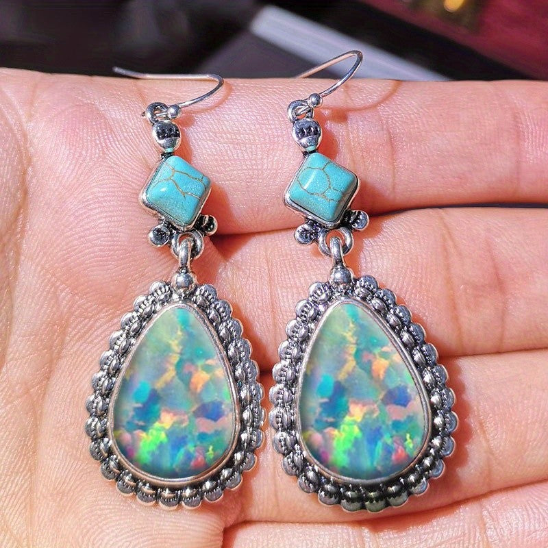 Turquoise Opal Drop Earrings
