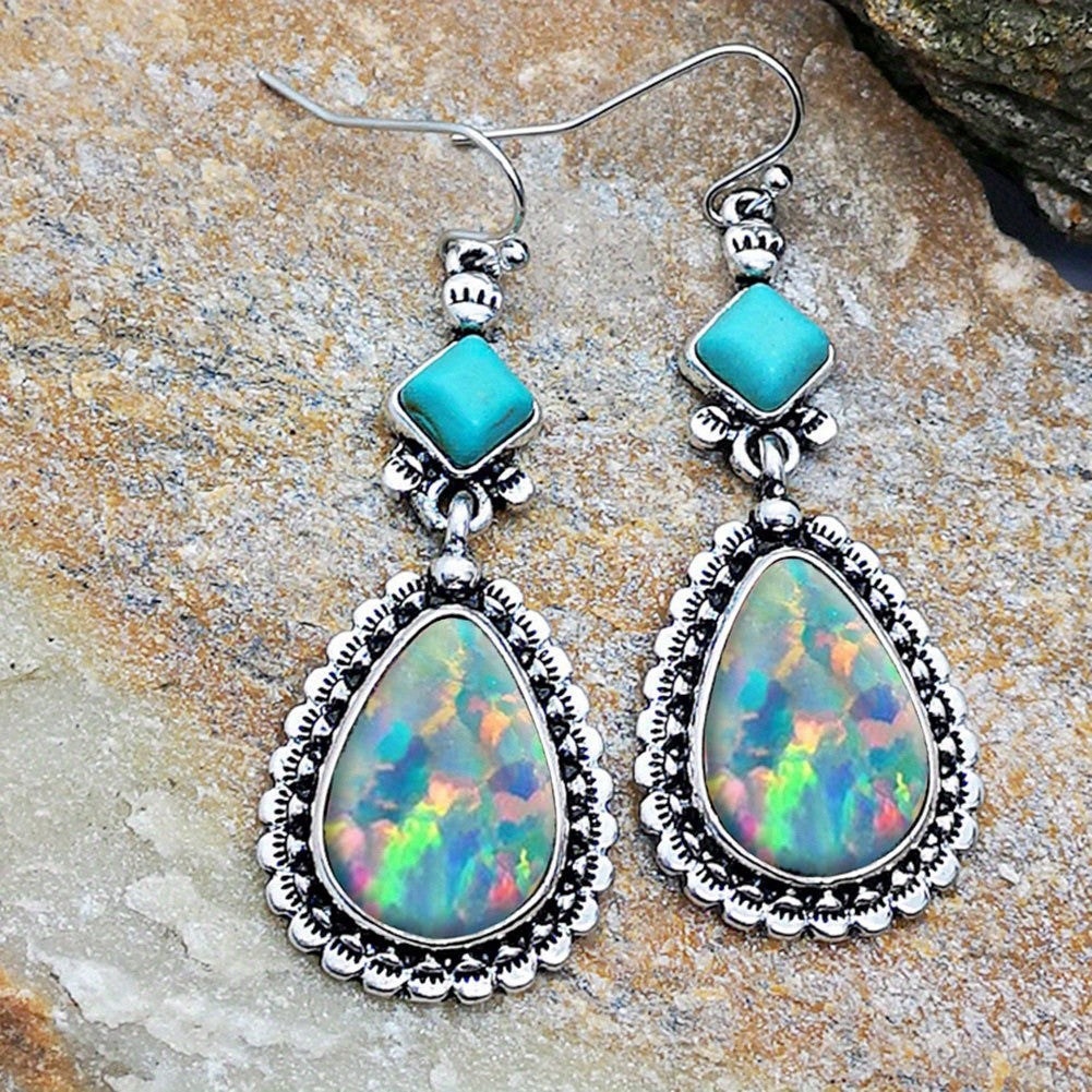 Turquoise Opal Drop Earrings