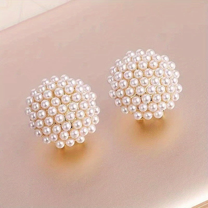 Imitation Pearl Sphere Earrings