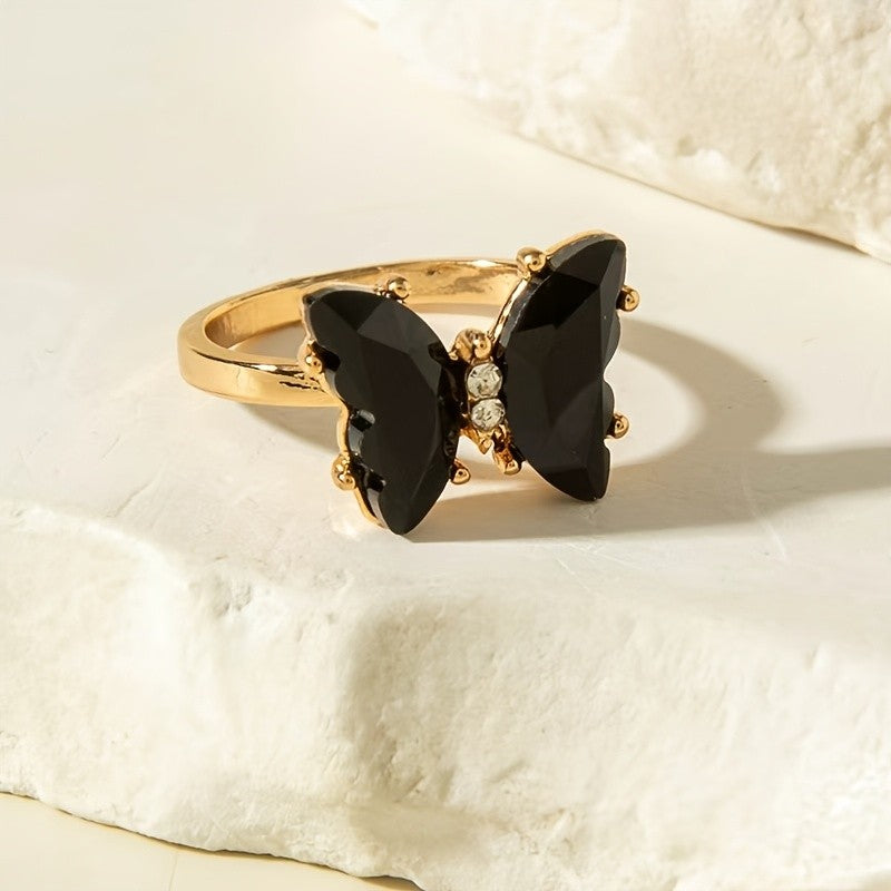 Black Butterfly Statement Ring