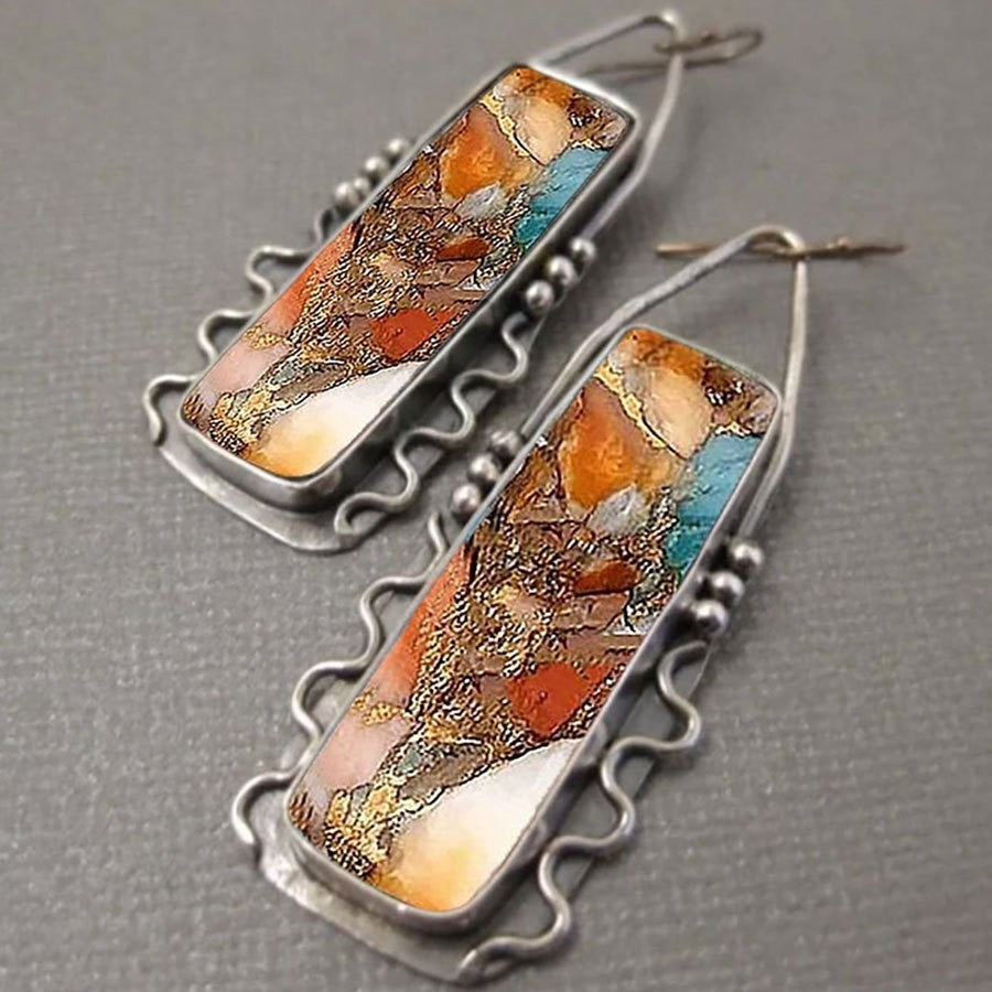 Mosaic Resin Rectangle Earrings