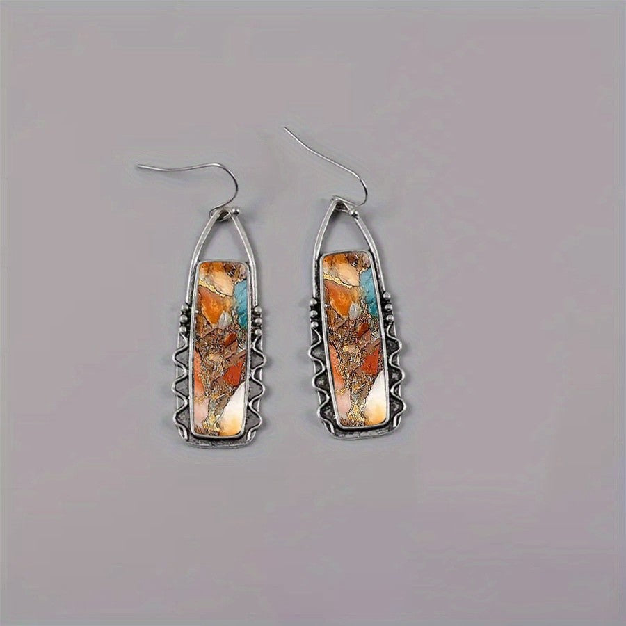 Mosaic Resin Rectangle Earrings