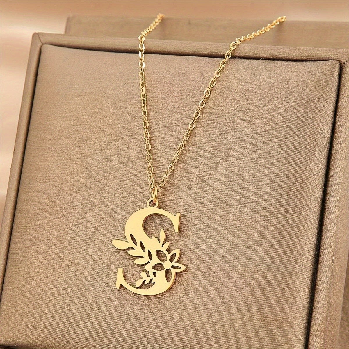 Floral Initial Necklace