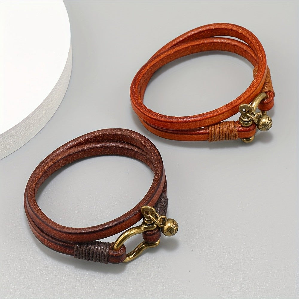 Horseshoe Buckle Leather Bracelet