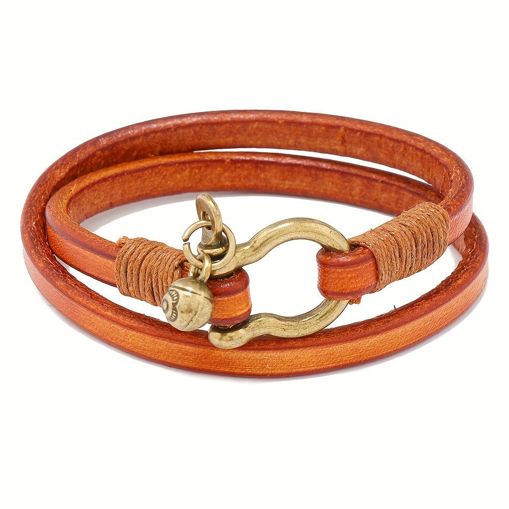 Horseshoe Buckle Leather Bracelet