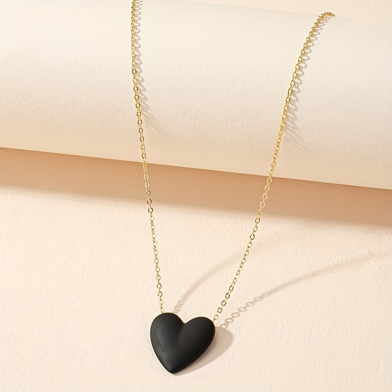 Solid Color Heart Pendant Necklace