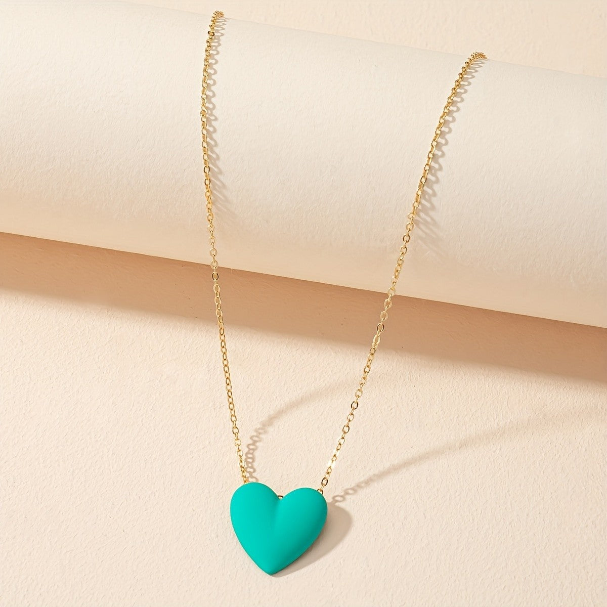 Solid Color Heart Pendant Necklace