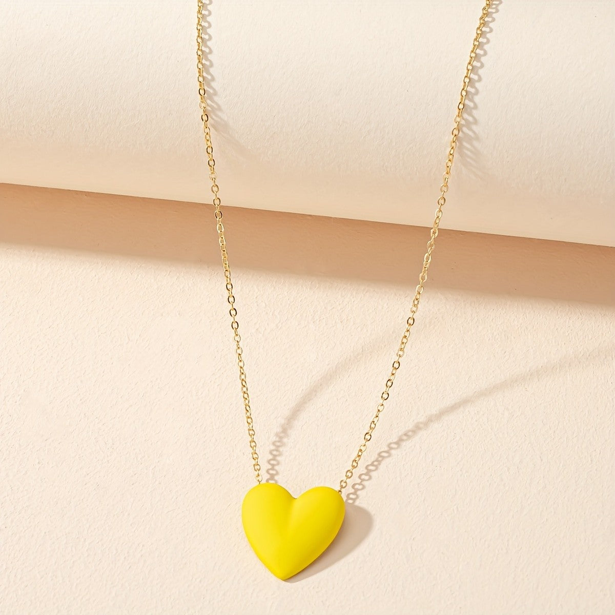Solid Color Heart Pendant Necklace