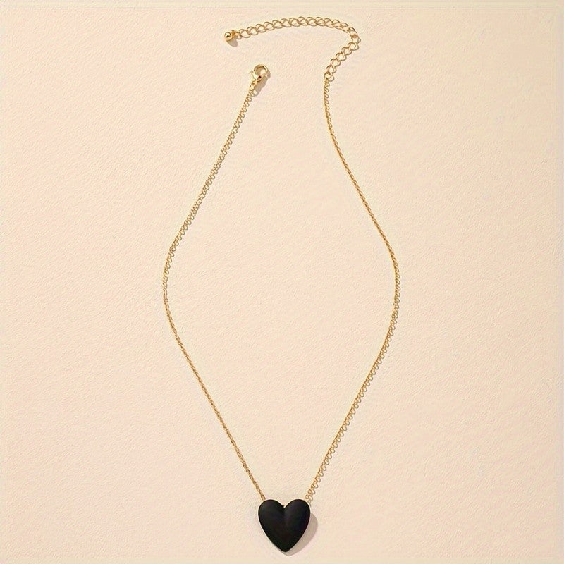 Solid Color Heart Pendant Necklace