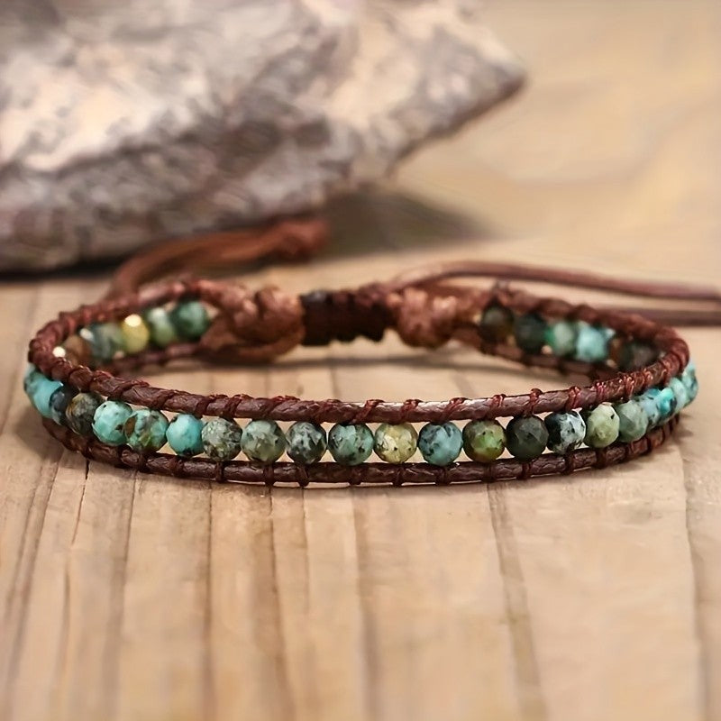 Woven Stone Bead Bracelet