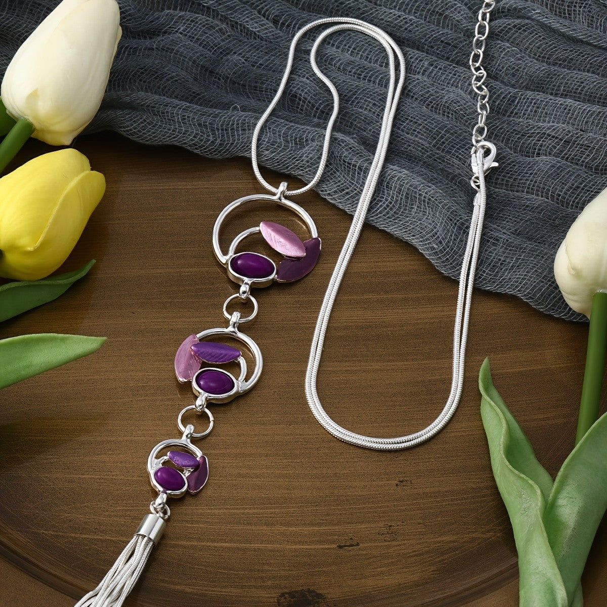 Cascading Leaf Tassel Necklace