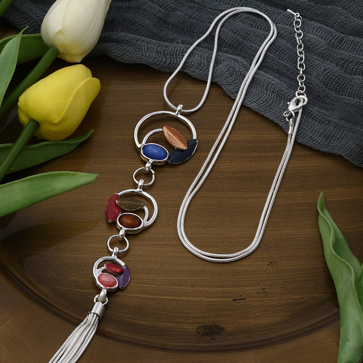 Cascading Leaf Tassel Necklace