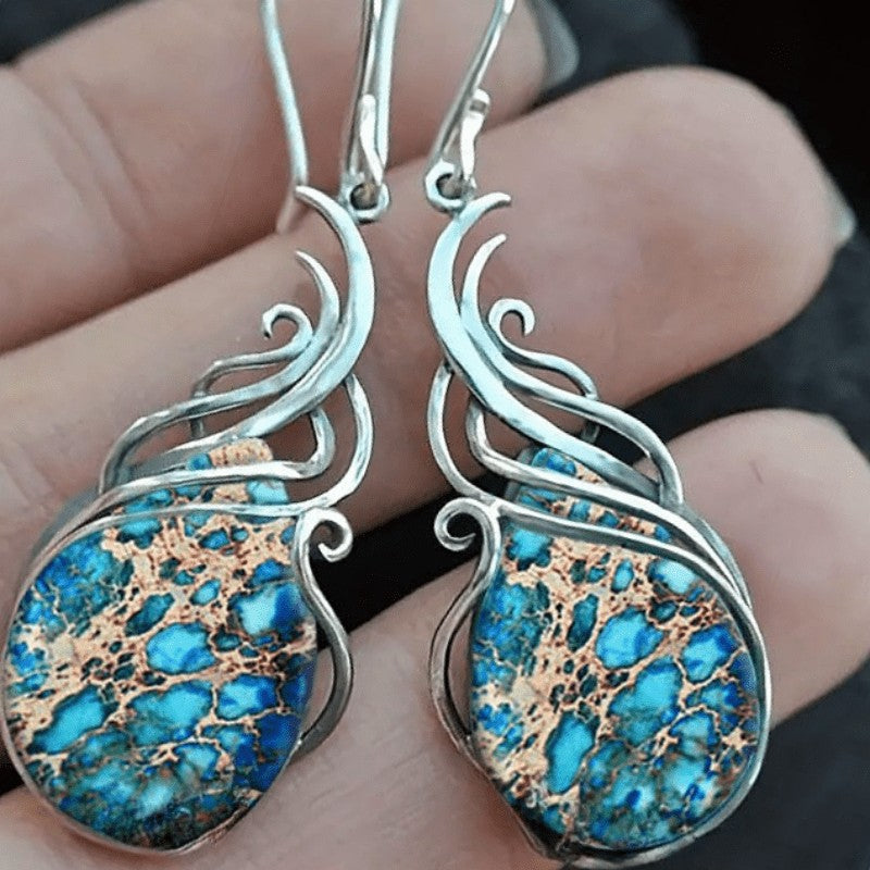 Blue Mosaic Swirl Drop Earrings
