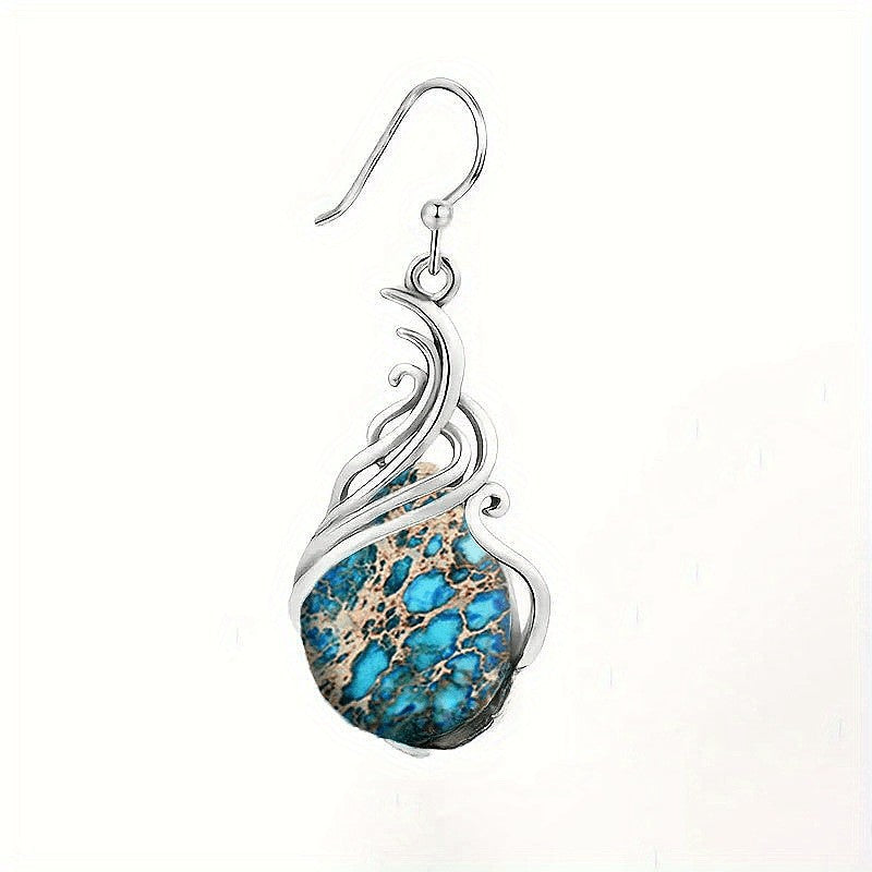 Blue Mosaic Swirl Drop Earrings