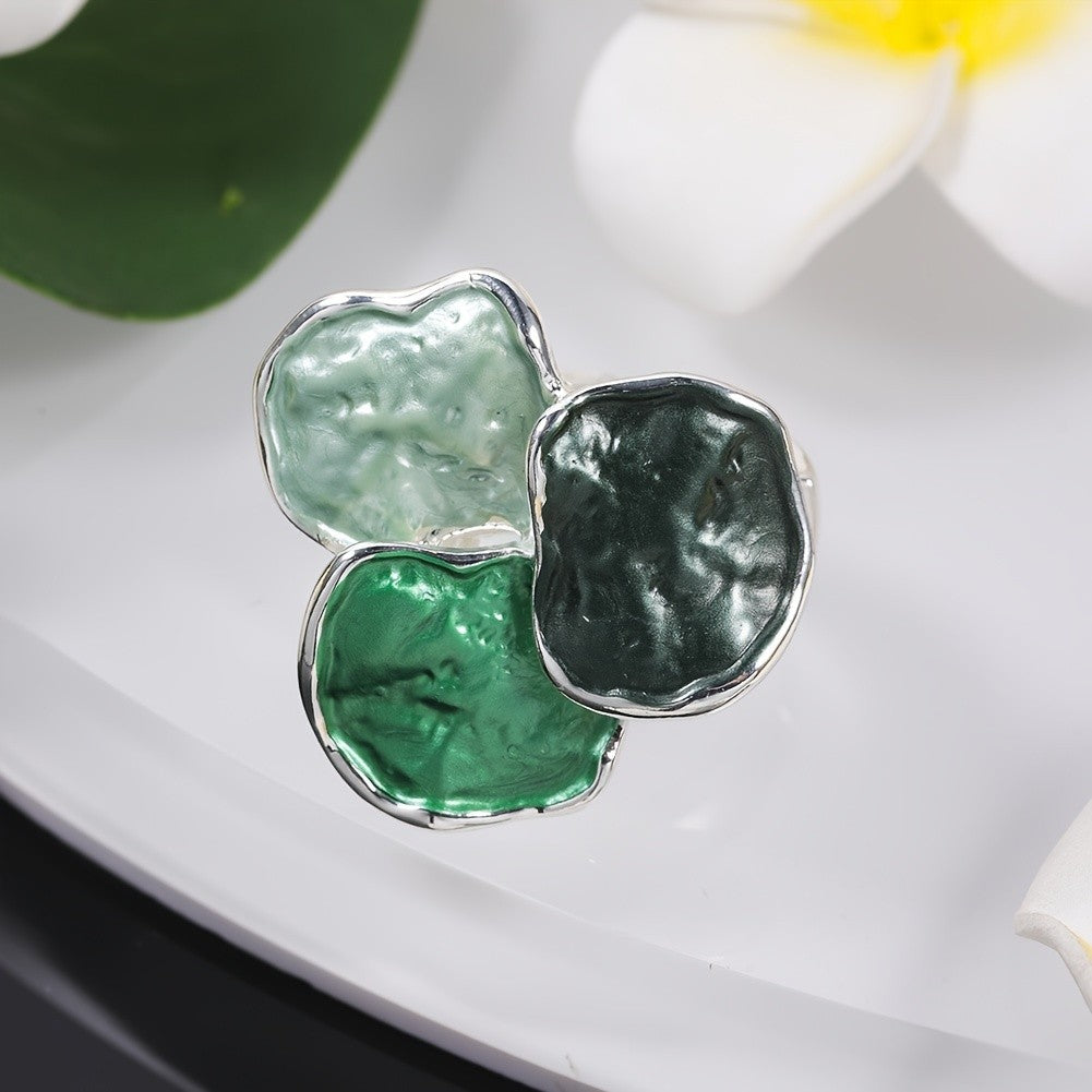 Colorful Enamel Cluster Ring