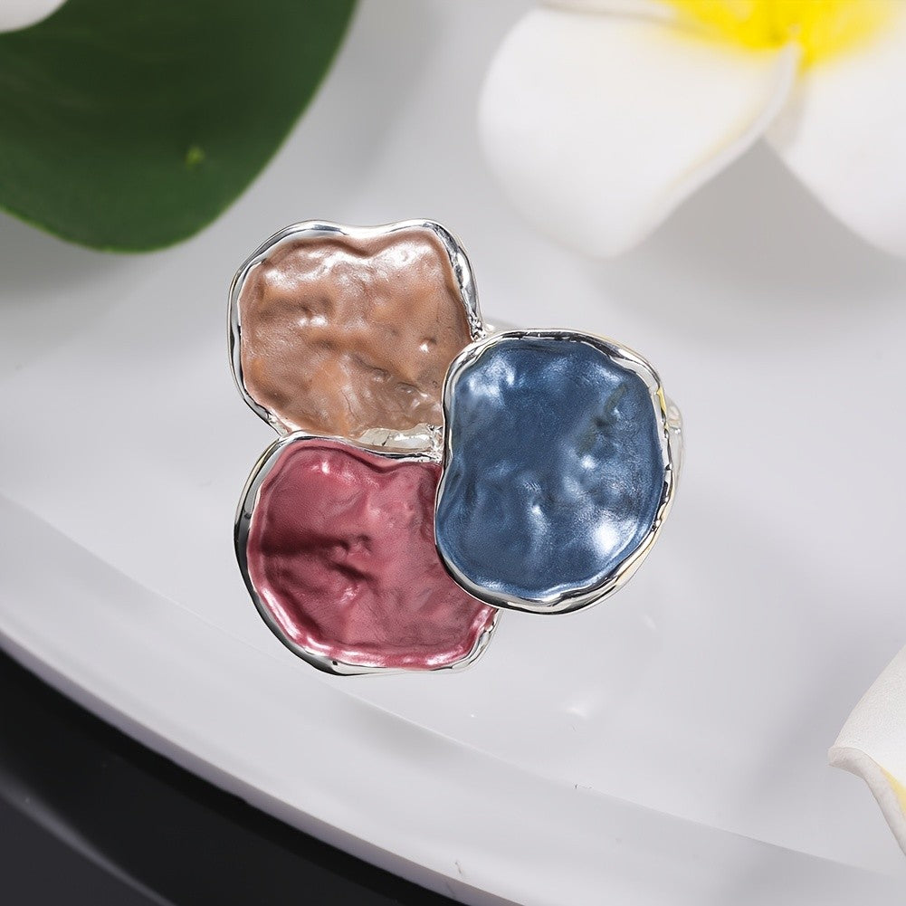 Colorful Enamel Cluster Ring
