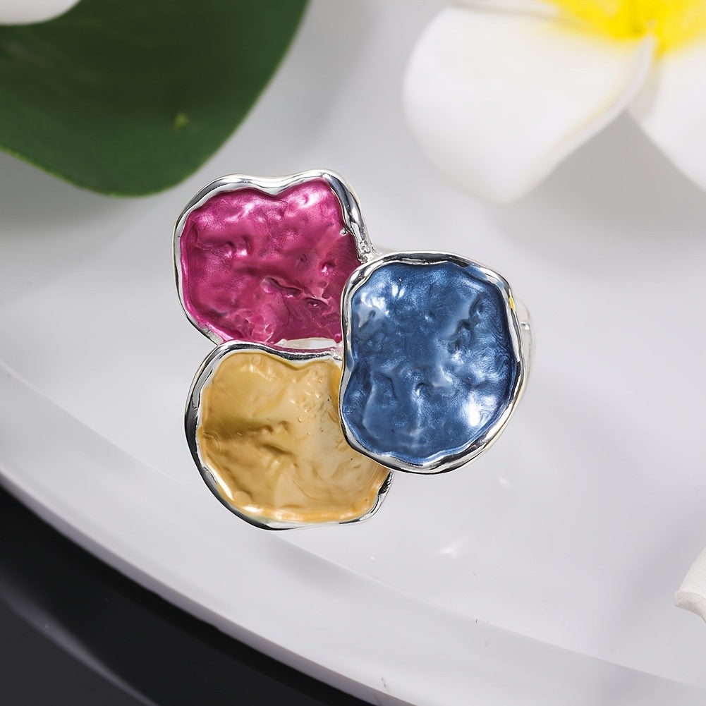 Colorful Enamel Cluster Ring