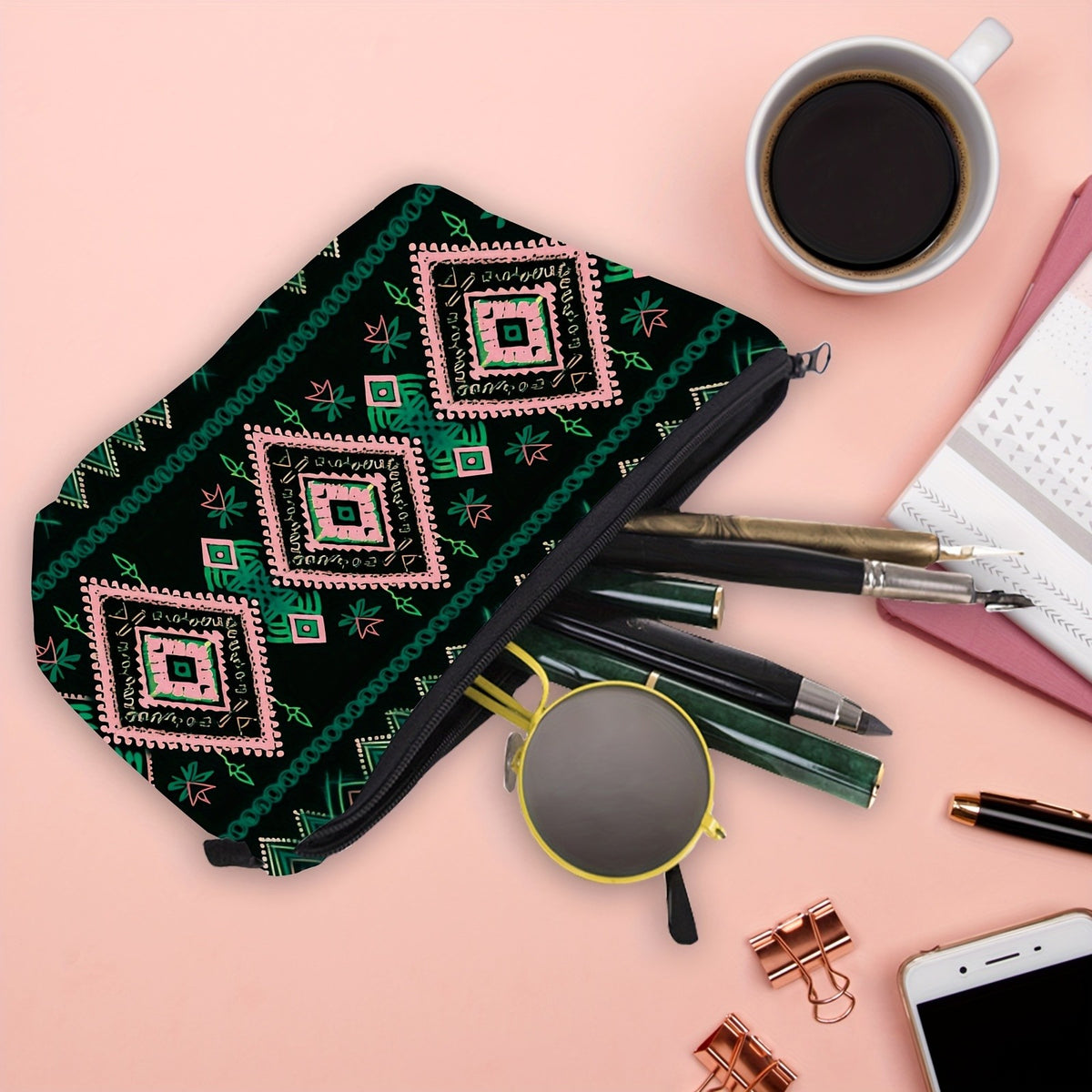 Geometric Tribal Print Pouch