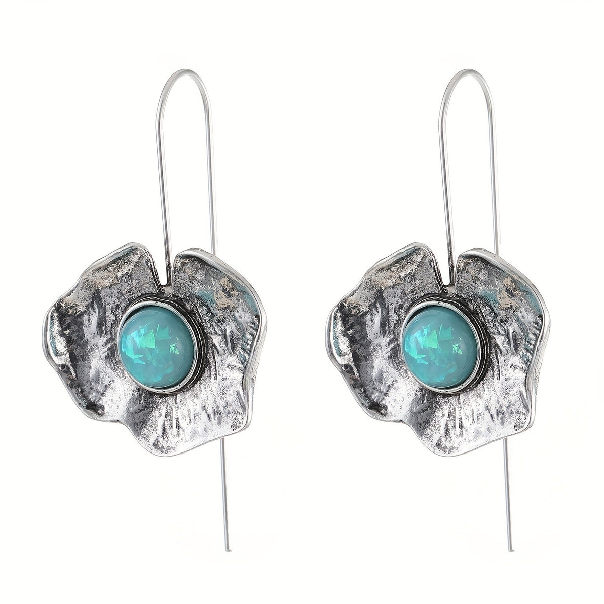 Textured Floral Opal Earrings