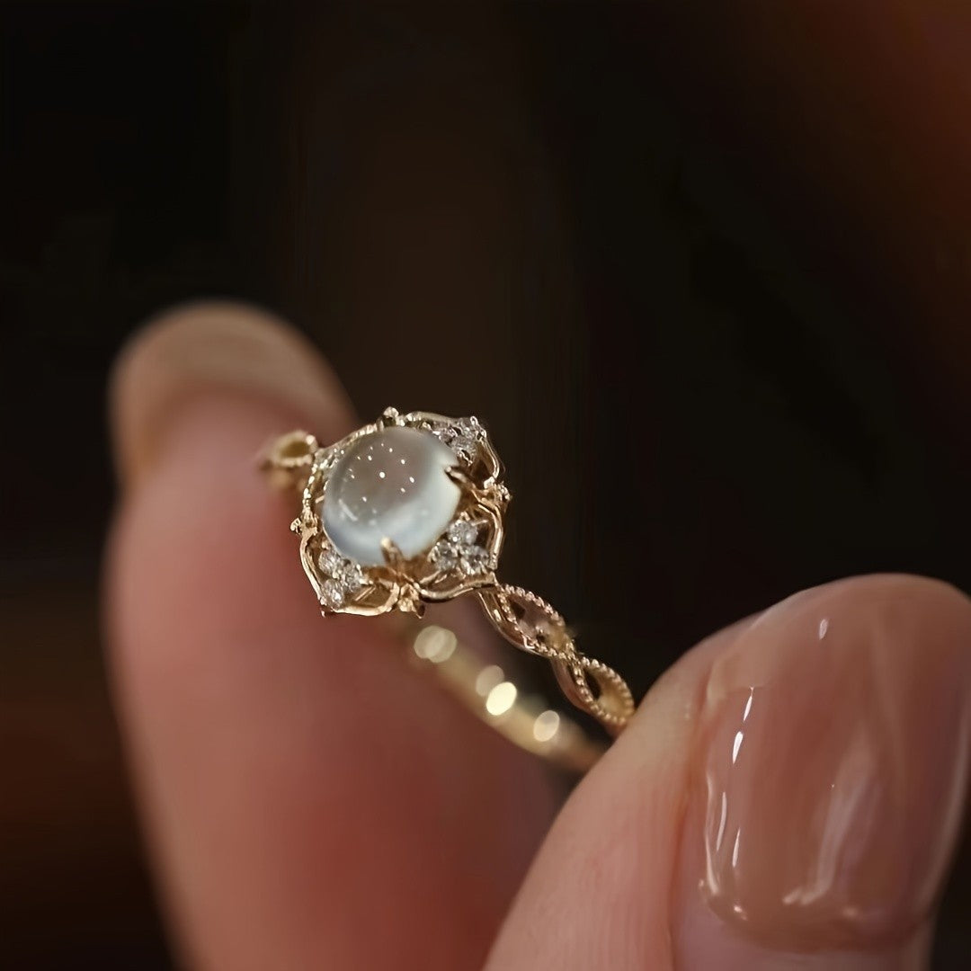 Moonstone Halo Ring