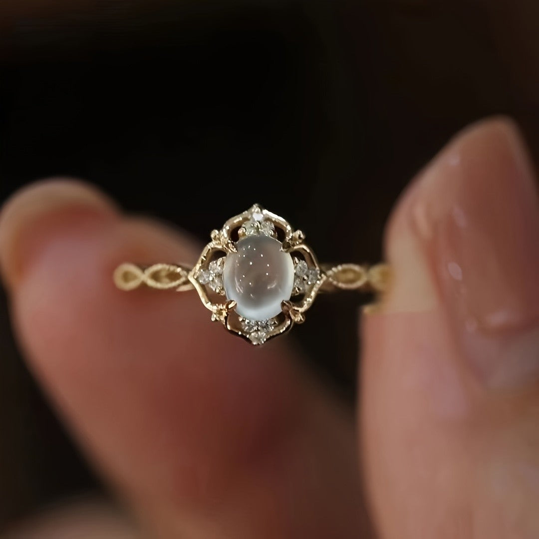 Moonstone Halo Ring