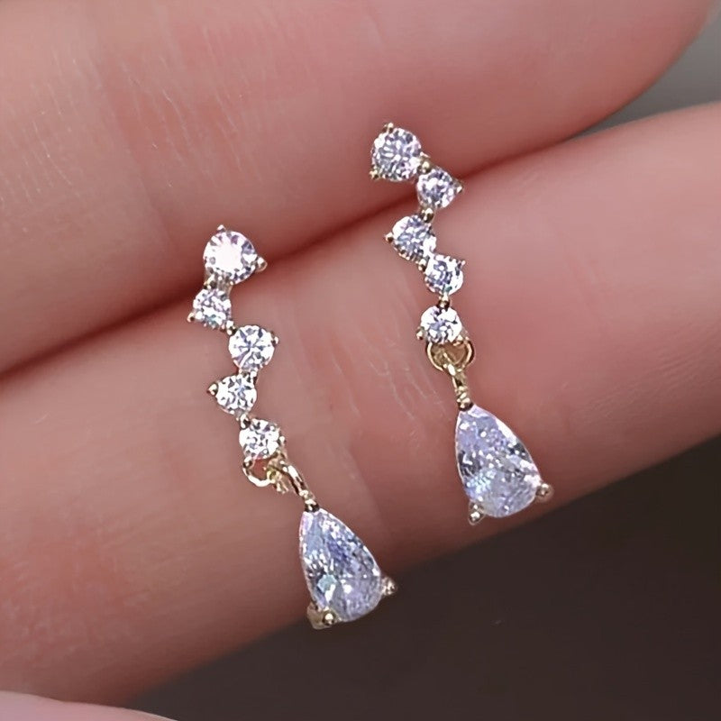 Wavy Crystal Drop Earrings