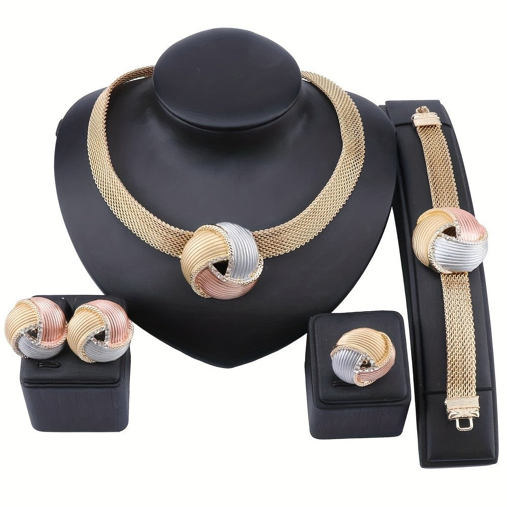 Tri-Color Mesh Knot Jewelry Set