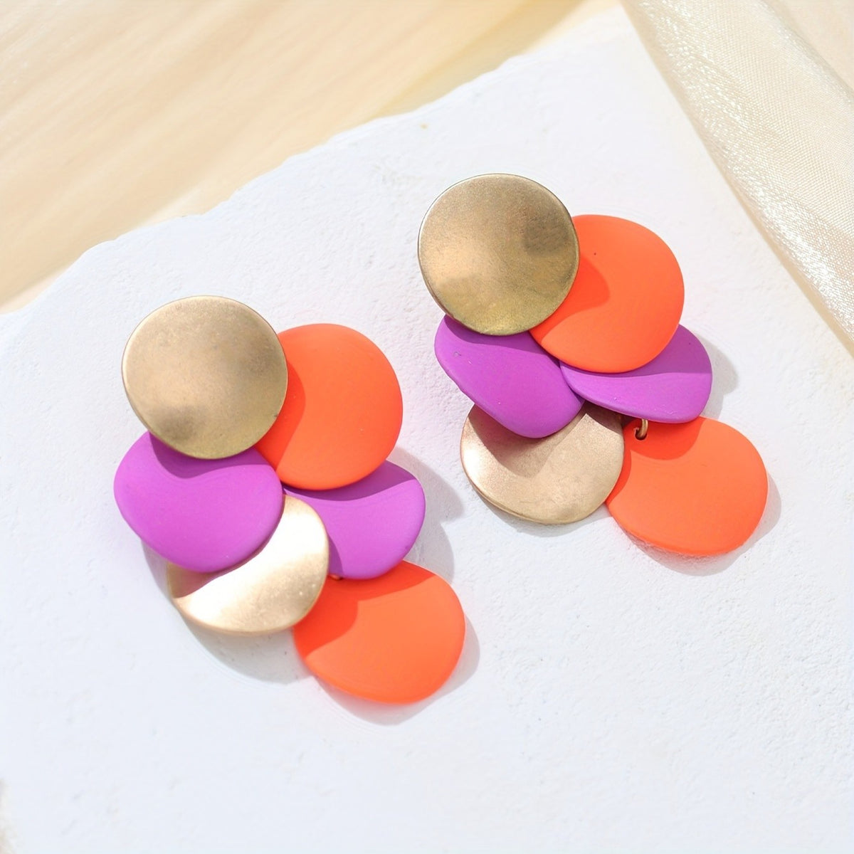 Colorful Overlapping Disc Earrings