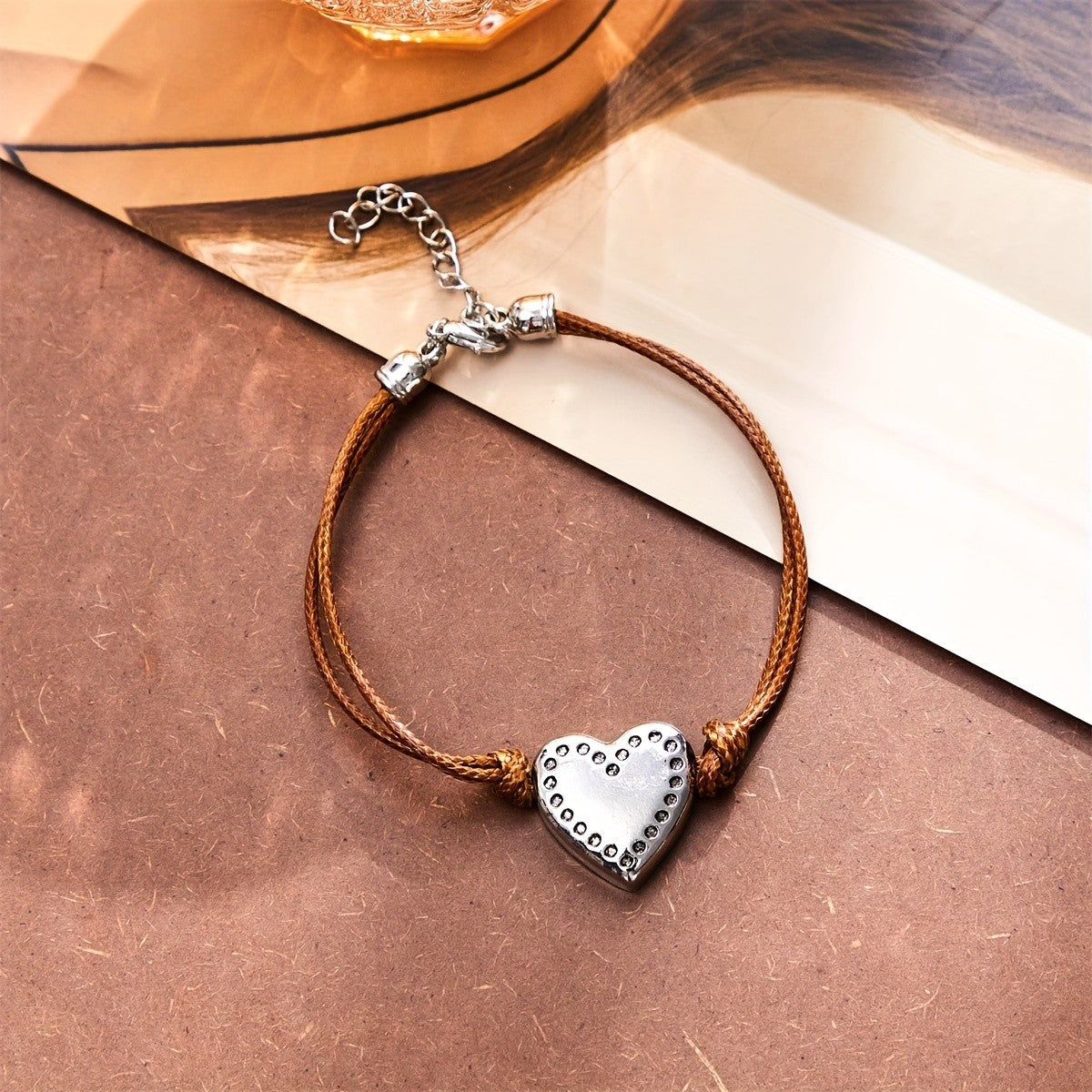 Perforated Heart Leather Bracelet