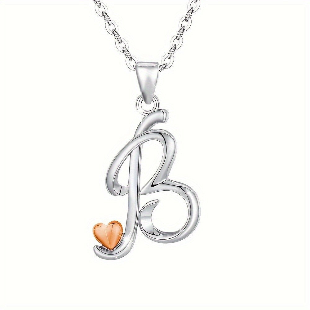 Script Initial Heart Accent Necklace