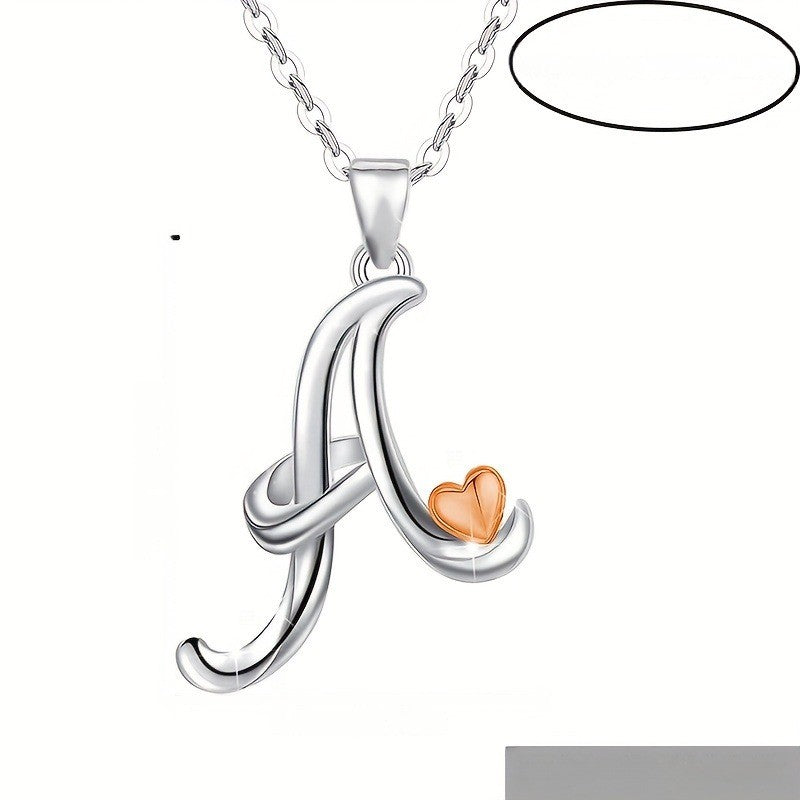 Script Initial Heart Accent Necklace