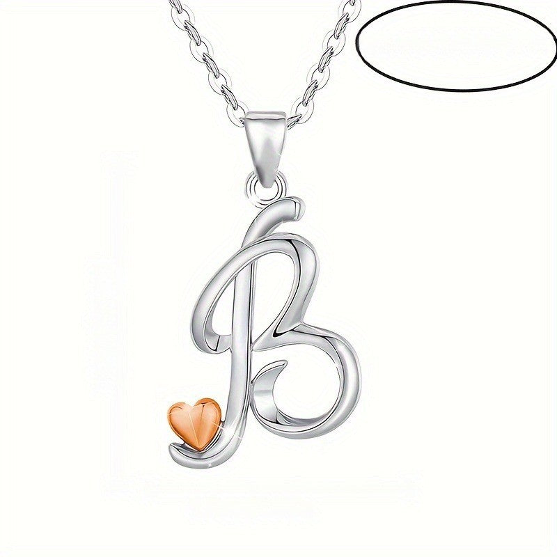 Script Initial Heart Accent Necklace