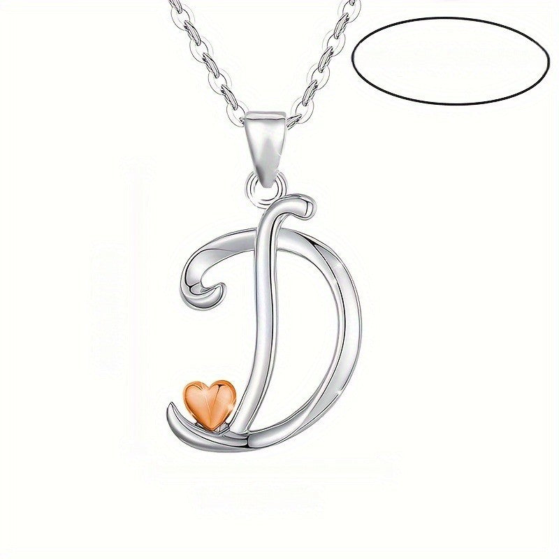 Script Initial Heart Accent Necklace