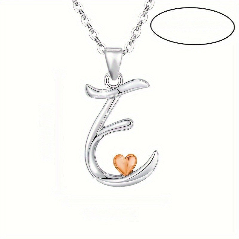 Script Initial Heart Accent Necklace