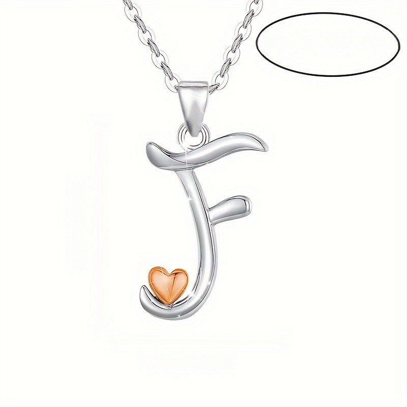 Script Initial Heart Accent Necklace