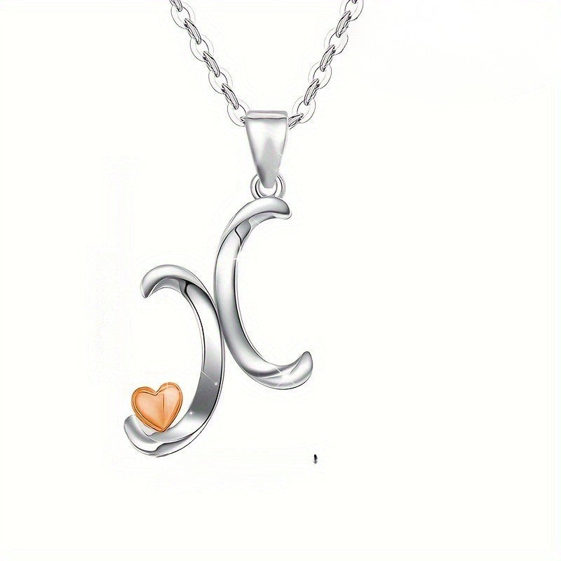 Script Initial Heart Accent Necklace
