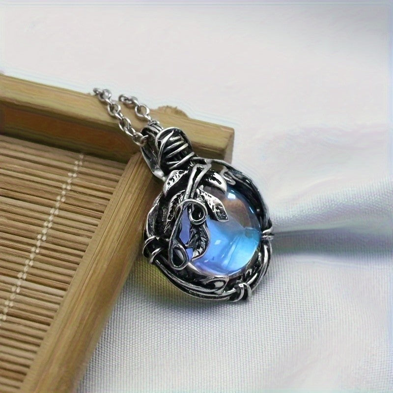 Blue Glass Vine Pendant Necklace