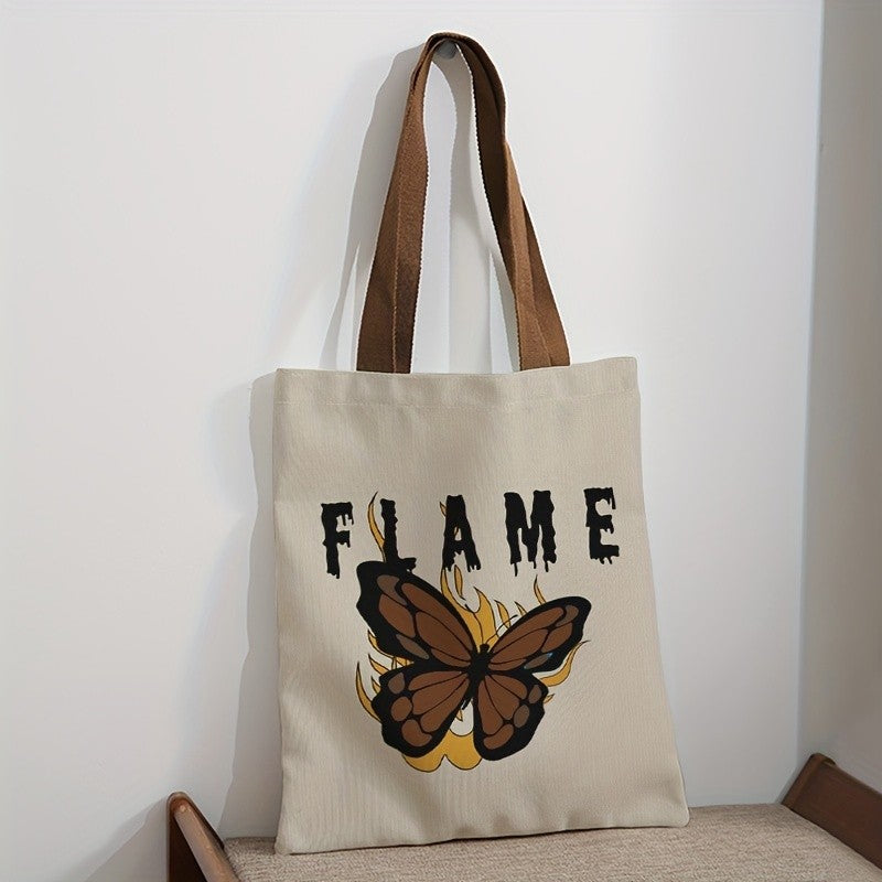 Brown Butterfly Canvas Tote Bag