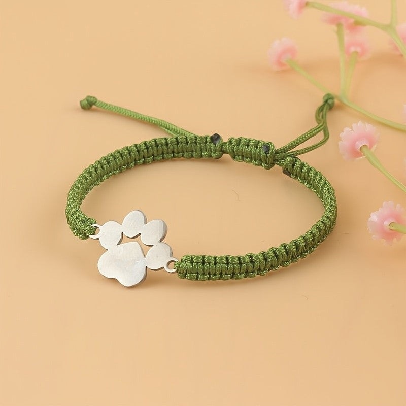 Paw Charm Braided Bracelet