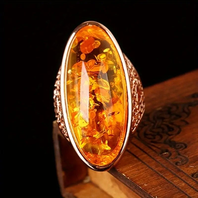 Amber Oval Statement Ring