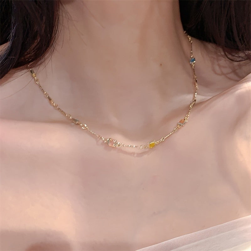 Natural Stone Square Necklace
