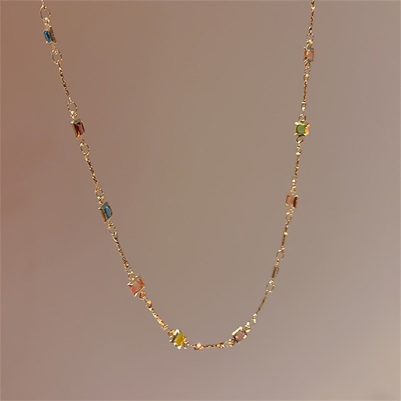 Natural Stone Square Necklace
