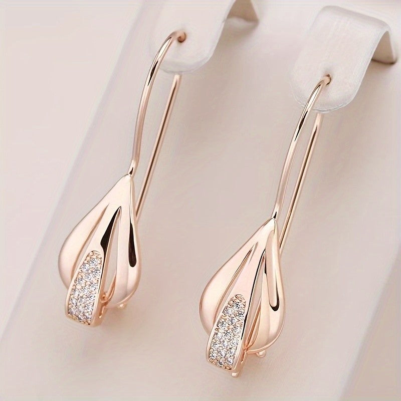 Cubic Zirconia Leaf Drop Earrings