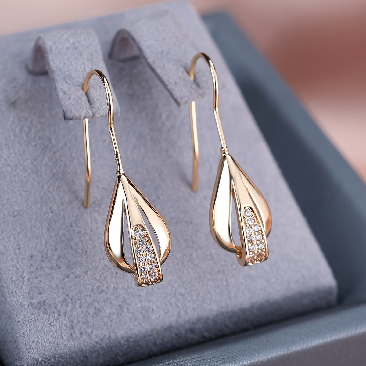 Cubic Zirconia Leaf Drop Earrings